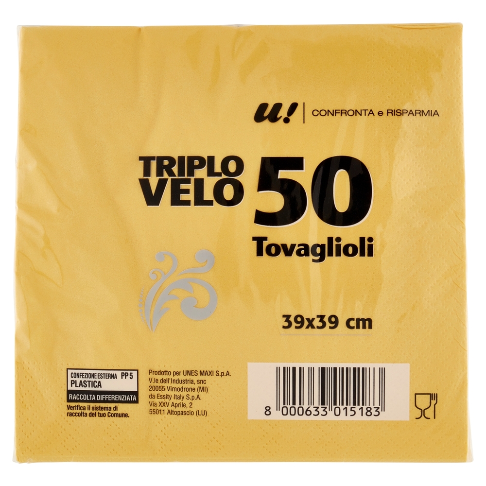 50 Tovaglioli 3 Veli Gialli U! Confronta e Risparmia